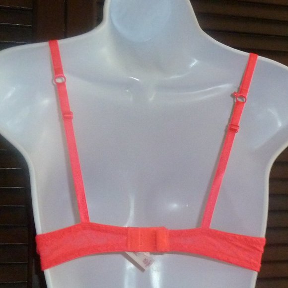Xhilaration Neon Orange Push Up Bra, Lace, 32B - Picture 5 of 15